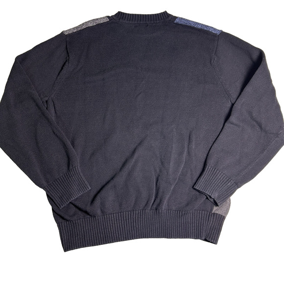 Dockers Crew Neck Sweater Mens XL Colorblock Navy Gray 100% Cotton Grandpacore - Picture 2 of 5